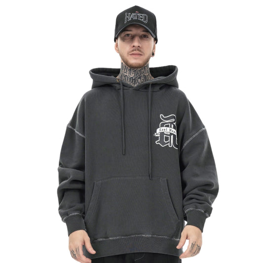 ASKYURSELF Hoodie Streetwear - Sweat à Capuche Gris Foncé Urbain