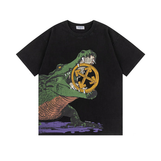 T-Shirt Off-White avec Imprimé Crocodile et Flèche
