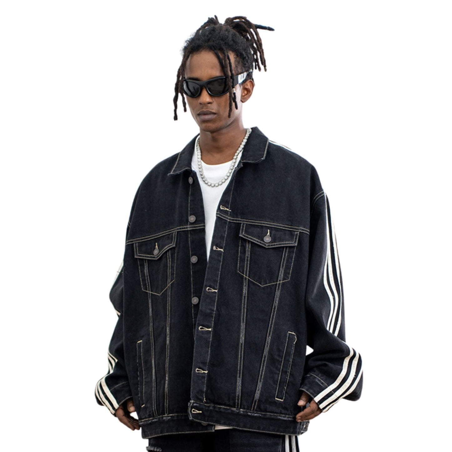 Veste Utilitaire en Denim Noir – New Tide